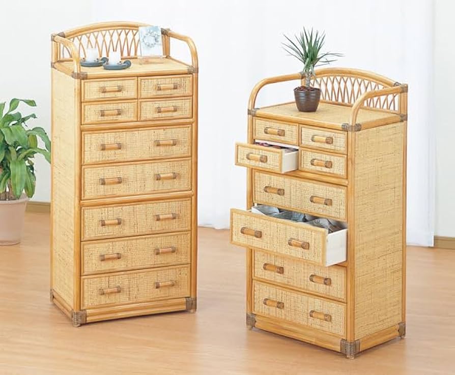 Amazon｜籐チェスト ラタン 籐家具 引き出し9杯タイプ 55センチ幅 収納