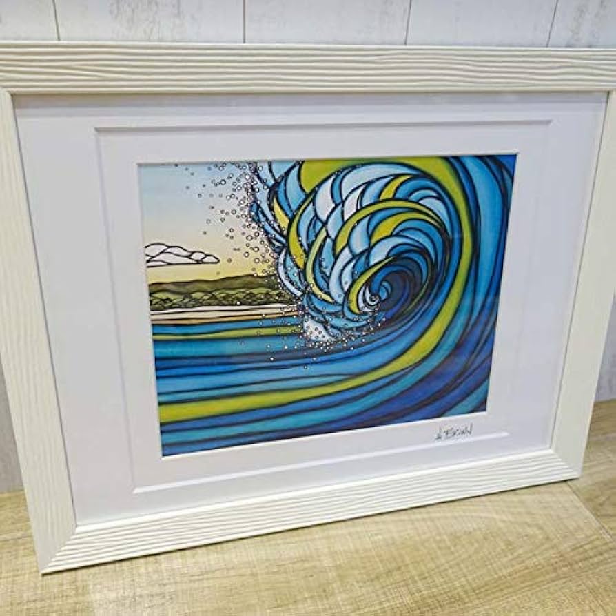 あお ヘザーブラウン 絵画『Outer Reef』パイン材の額付 Heather Brown