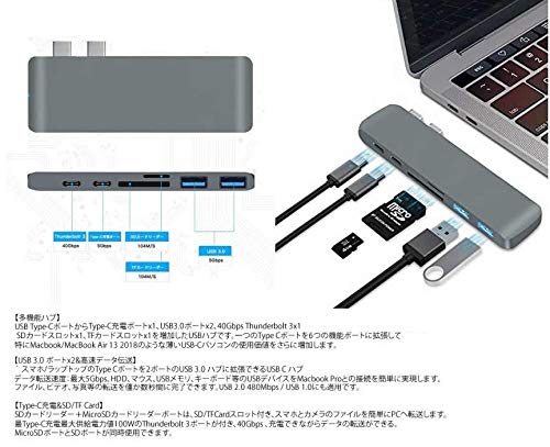 Amazon | MacBook Pro Air 2018 2019 2020対応 USB マルチハブ Type-C
