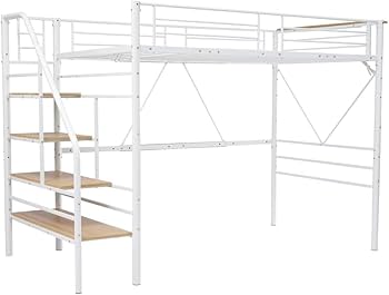 Amazon｜ロフトベッド 階段付き S パイプベッド シングル コンセント