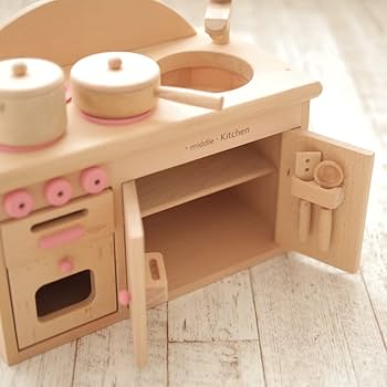 Amazon | 木製おもちゃのだいわ ミドルキッチンセット（ピンク