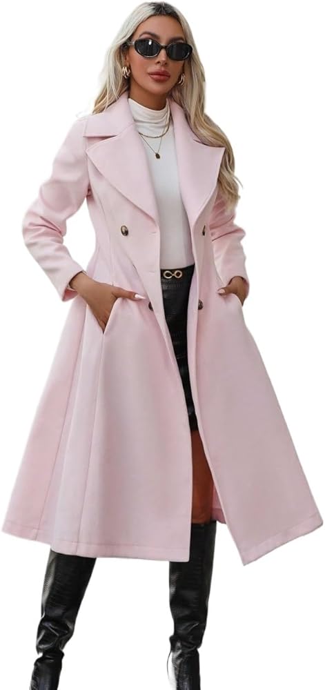 Amazon.com: LXXWMxBH Women's Wool Blend Pea Trench Coat Lapel Neck