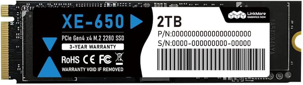 Amazon | LinkMore XE-650 PCIe 4.0 NVMe SSD 2TB M.2 2280 内蔵型
