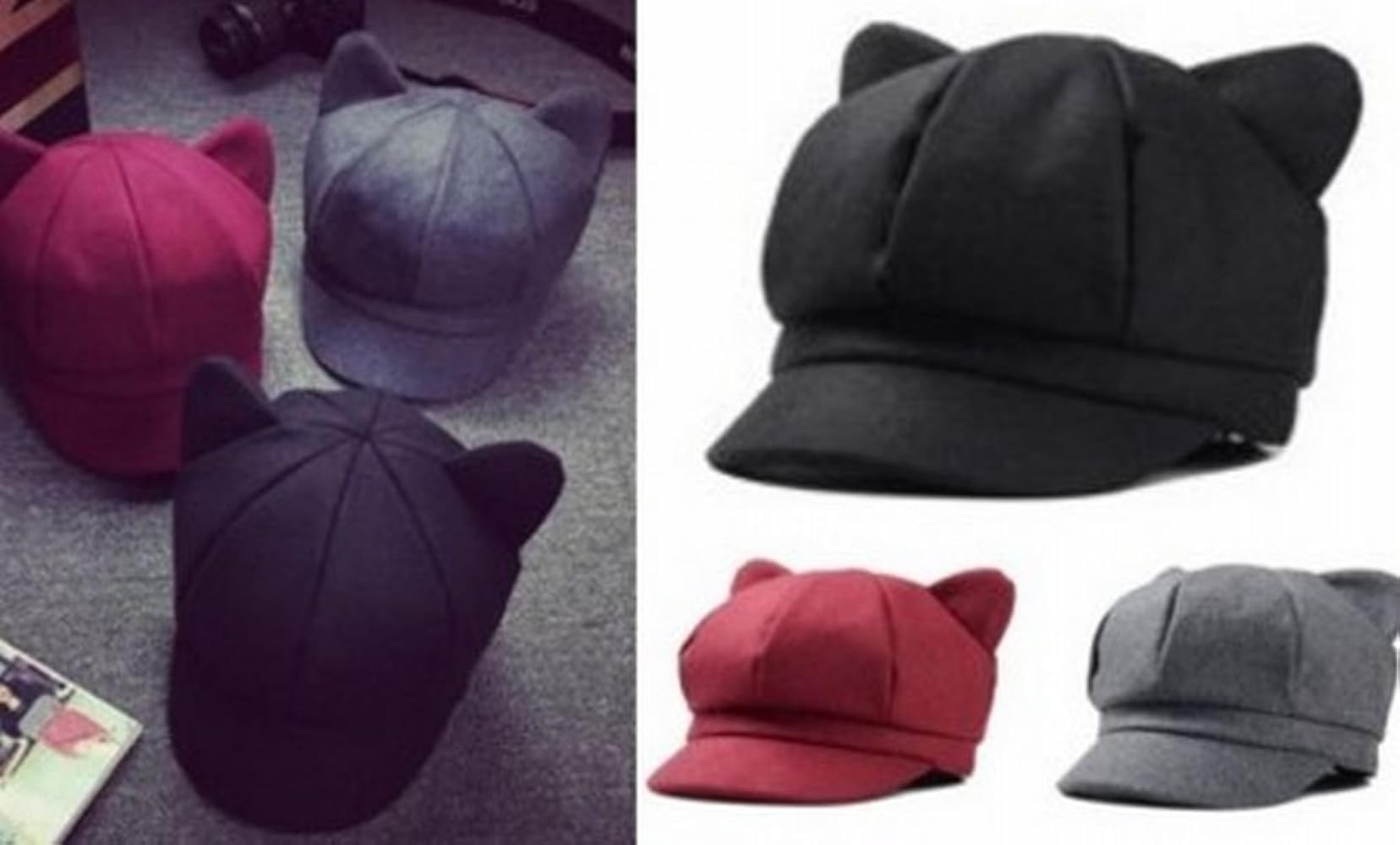 Amazon | Capli ちょこんと飛び出たネコ耳がキュート 上品 大人 可愛い