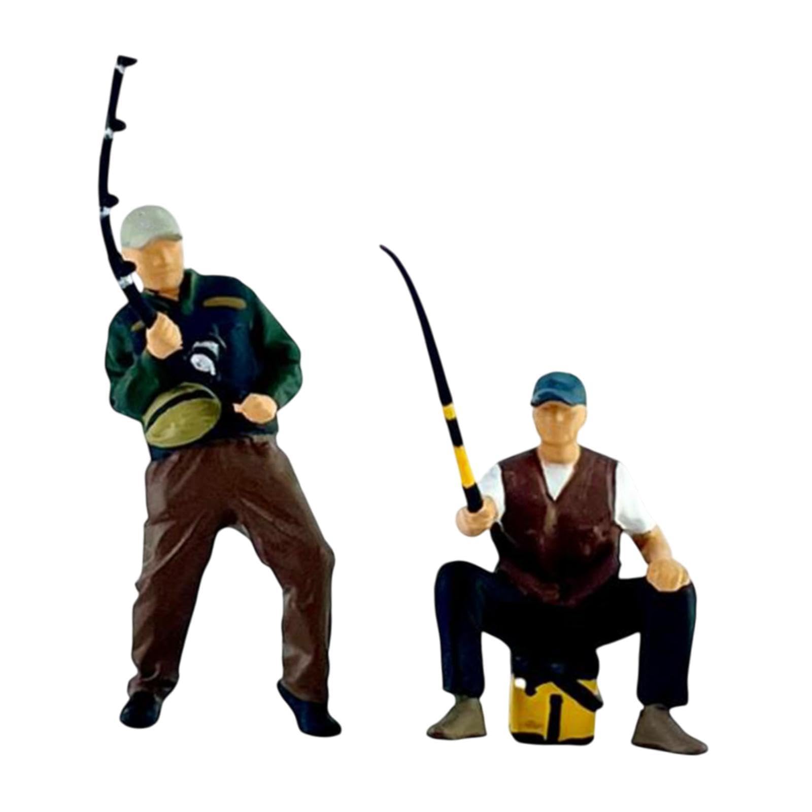 Amazon.co.jp: Oshhni 2x 1/64男性釣り人ジオラマフィギュアの