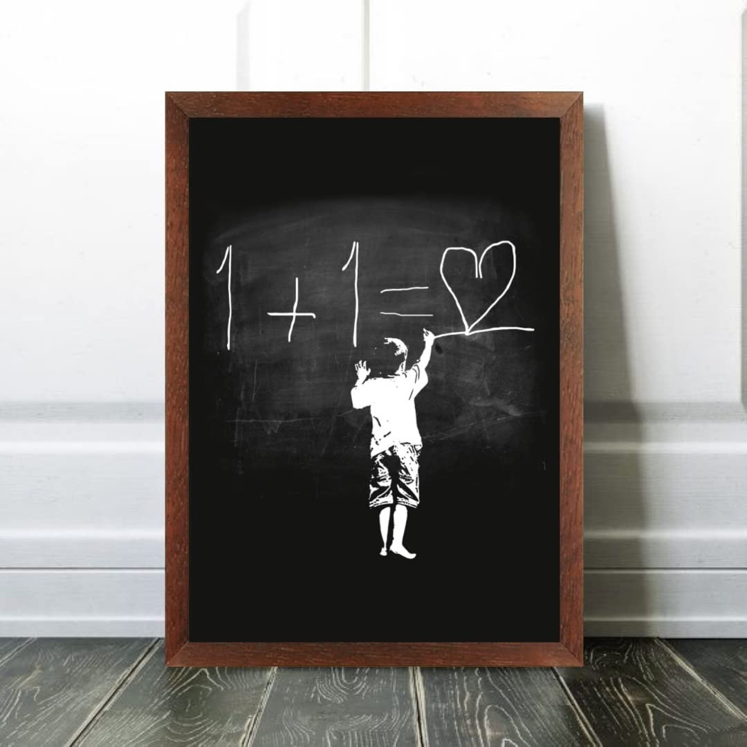 Amazon.co.jp: バンクシー 1+1=ハート フレーム付き ポスターaoipro