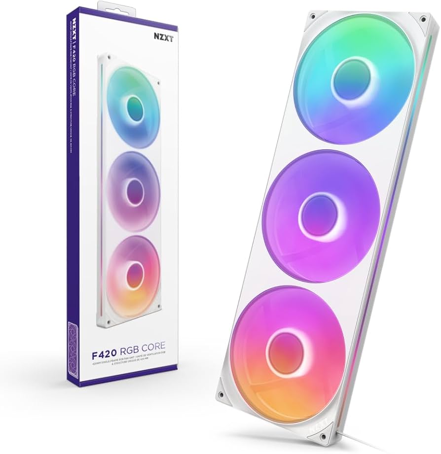 Amazon.co.jp: NZXT F420 RGB Core Fan White 3-Fan 420mm Single