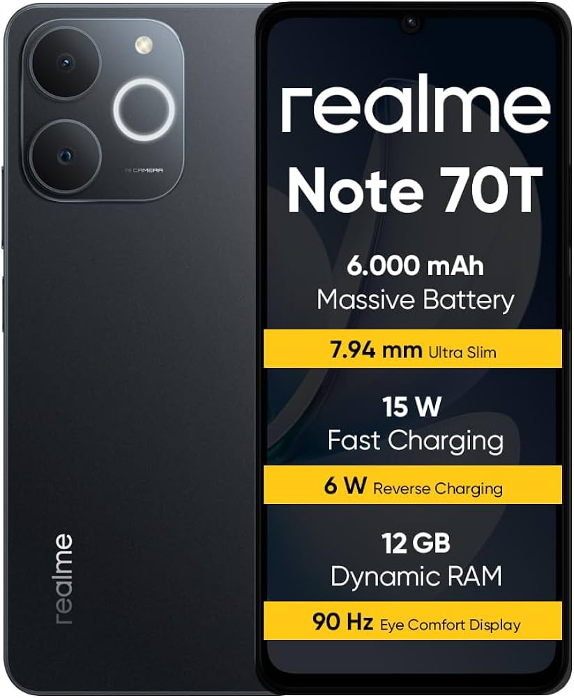 realme Note 70T Smartphone 4+256GB, 6000mAh Battery, 15W Fast