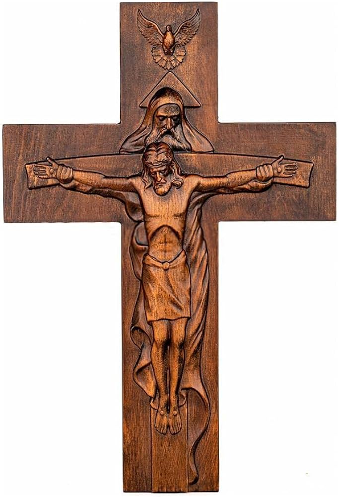 Amazon.co.jp: 聖書三位一体クリスチャンクロス聖父聖霊イエス木製