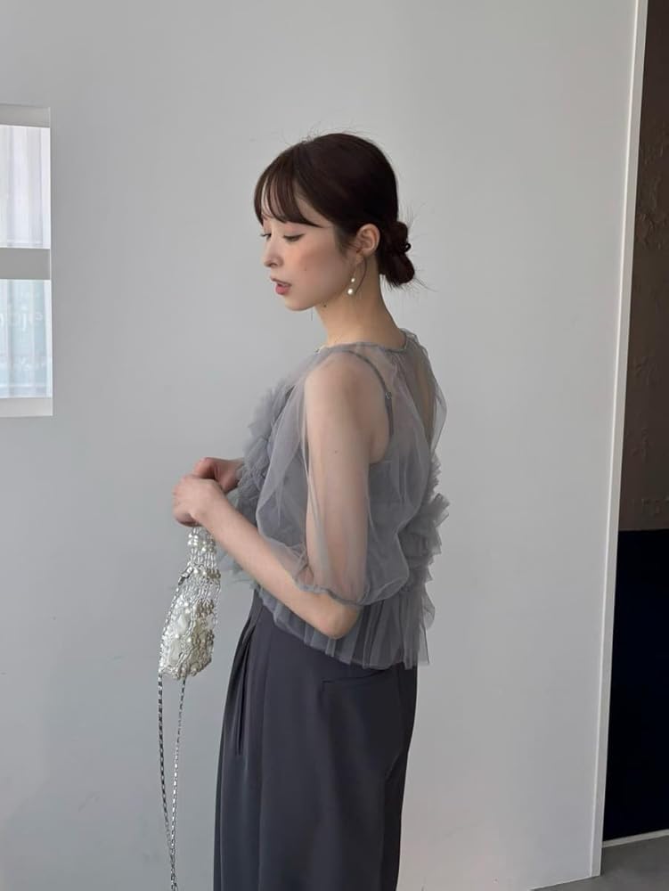 Amazon | [フレイ アイディー] チュールブラウスセットコンビネゾン