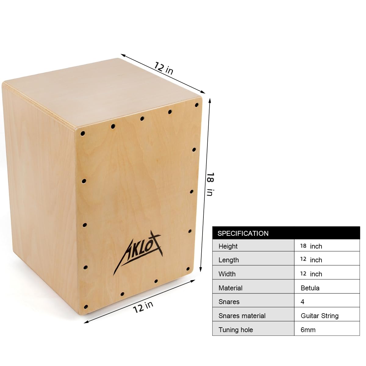 Amazon.com: AKLOT Cajon,12 * 12 * 18 inch Box Drum Full Size