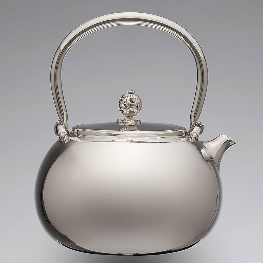 Amazon | 日本製 松本堂 純銀製 湯沸し 800ml 口打出平丸形模様 純銀