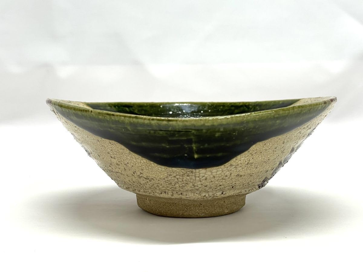 Amazon.co.jp: G691 保管品 織部焼 松本鐵山 平茶碗 共箱 抹茶碗