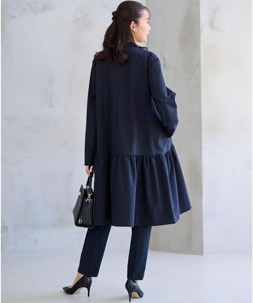 Amazon | [組曲] NAVY ダブルクロスストレッチ ノーカラーコート