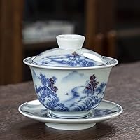 Amazon.co.jp: 手绘蓋碗,中国茶器セット,茶碗,セラミック景徳鎮の青と