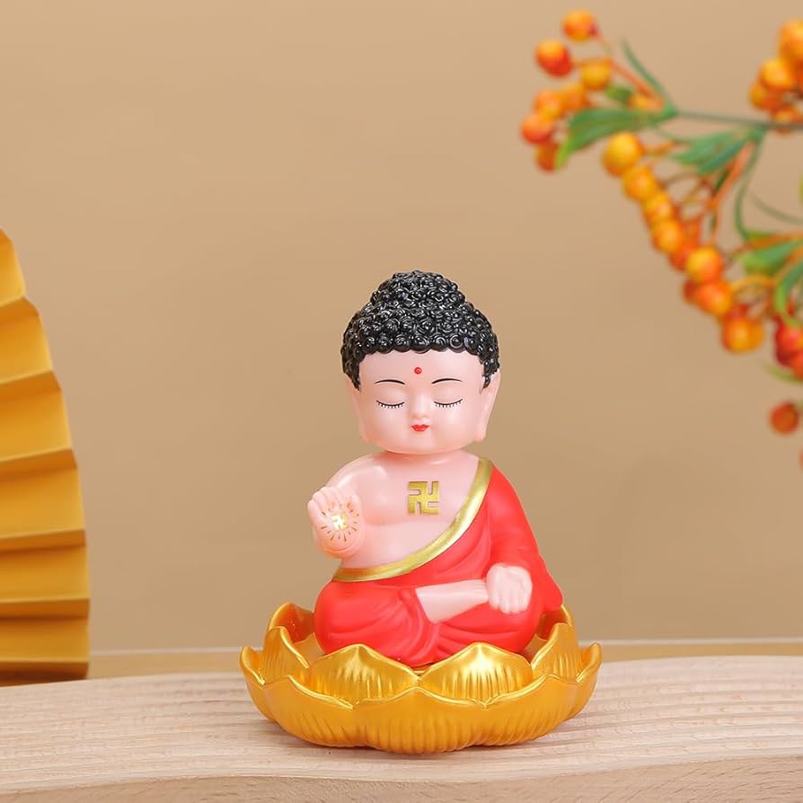 Amazon｜釈迦牟尼 仏像 太陽発電 中国の首振り 仏僧フィギュア 瞑想 禅