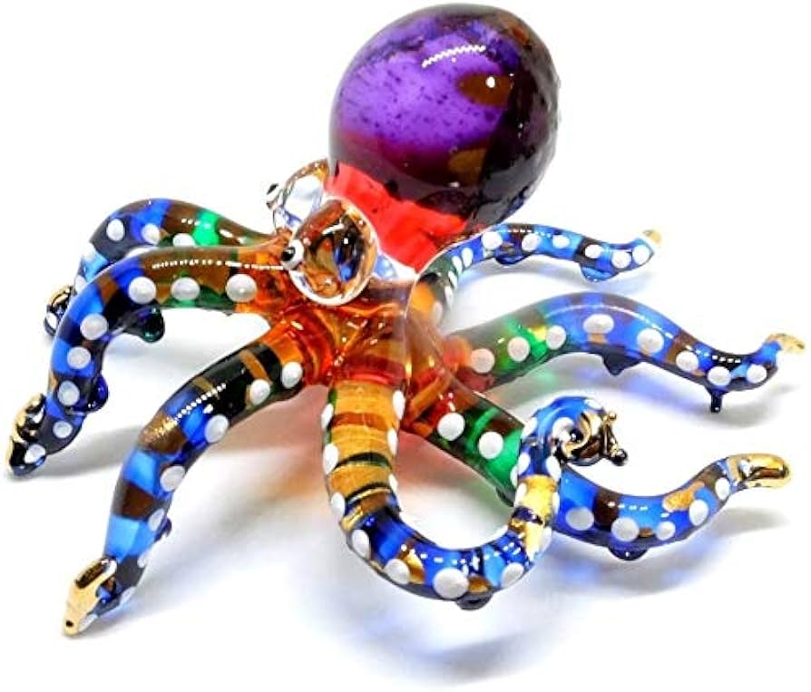 Amazon.co.jp: 手作り手吹きガラスのタコ ガラス細工 ガラスの置物