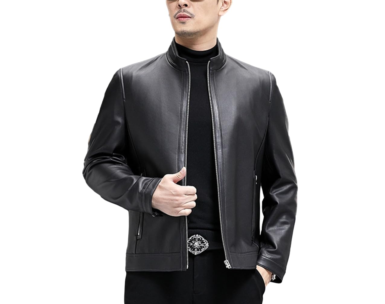 Amazon | [JINLUN] シングルライダースジャケット 本革 メンズ レザー