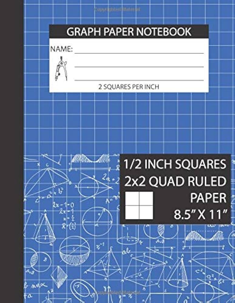 Amazon.com: Graph Paper Notebook 1/2 Inch Squares: 2x2 Graph Paper