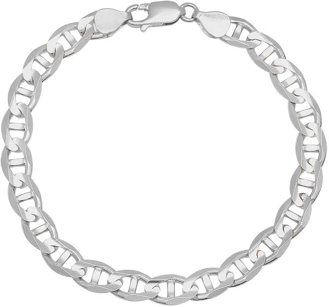 Amazon | スターリングシルバー フラットマリナーリンクチェーン