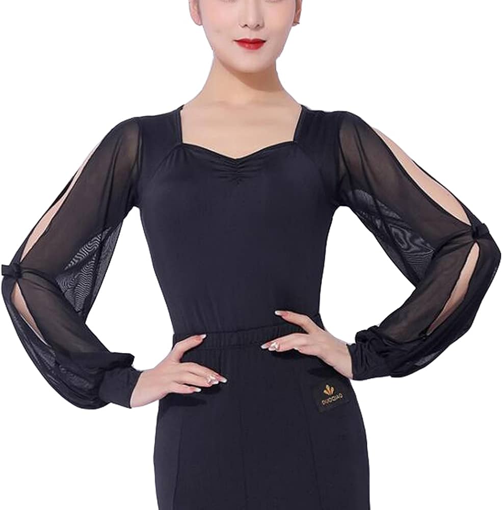 Amazon.co.jp: [Lomohanaga] 社交ダンス トップス 長袖 ダンスウェア