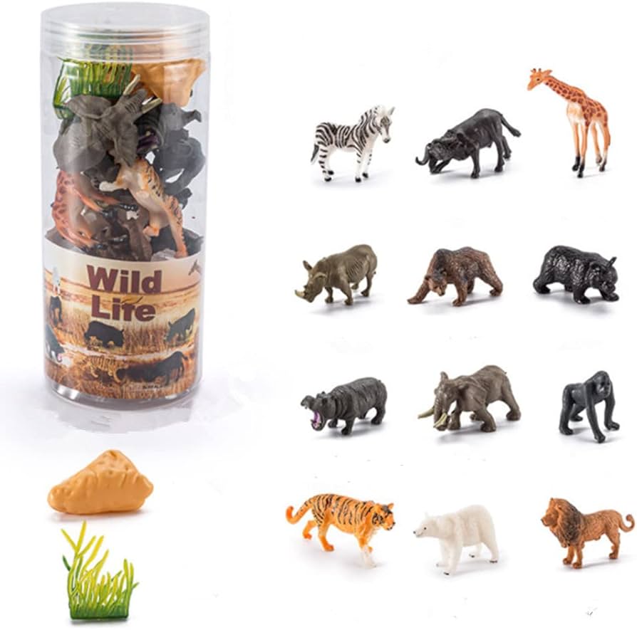 Amazon.co.jp: 12個セット 動物フィギュア バケット動物モデル リアル