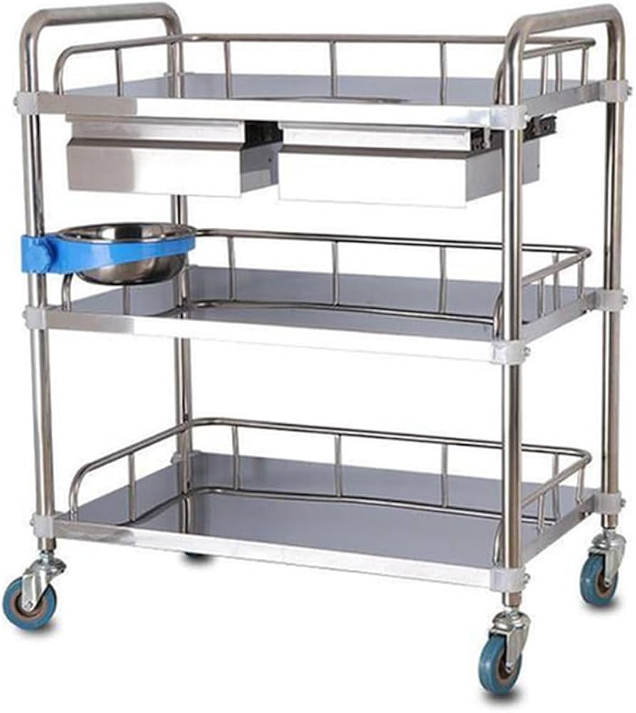 Amazon.co.jp: Tappros 医療用ワゴン 回診車 キャスター付き 3段