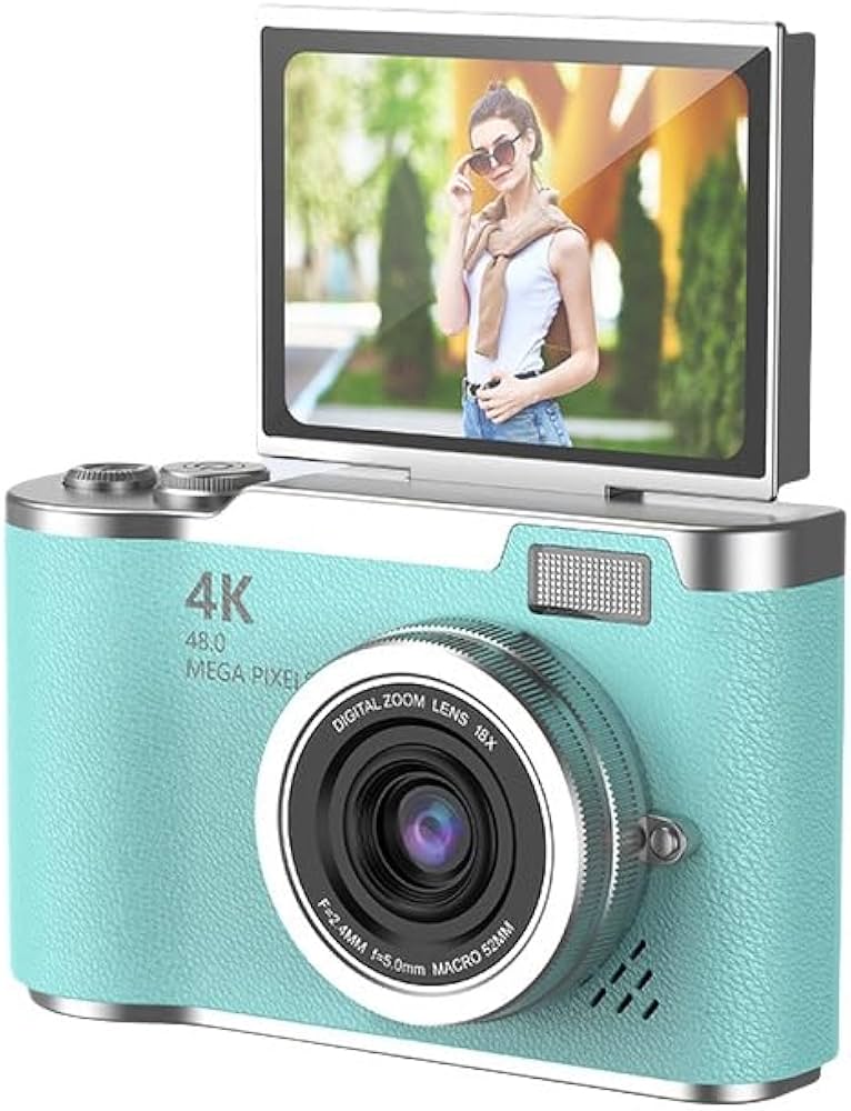 Amazon | 4Kデジタルカメラ、48Wピクセル、180度回転ディスプレイ