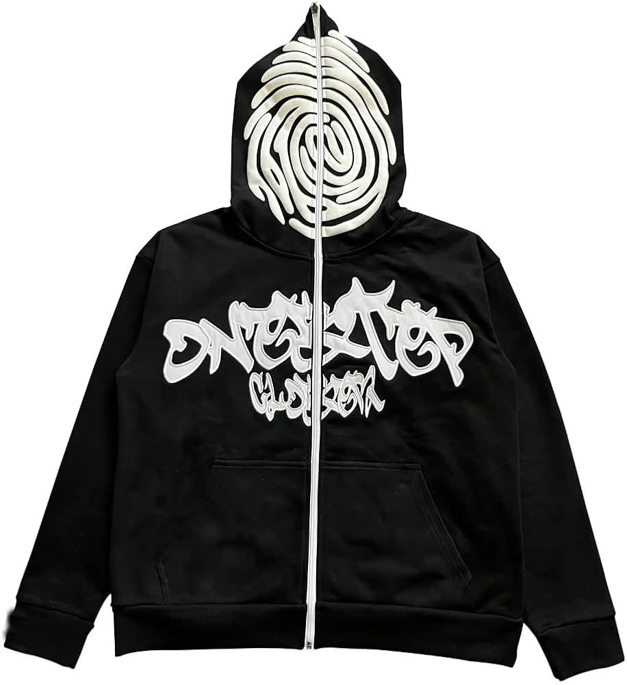 Amazon.com: MIFJNF Y2K Streetwear Zip Up Hoodie Graphic Puff Print