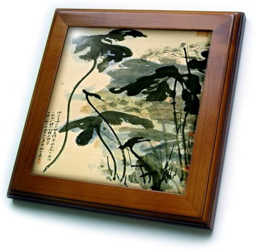 Amazon.co.jp: 3dRose ft_62635_1 古代中国の蓮の絵画-フレーム入り