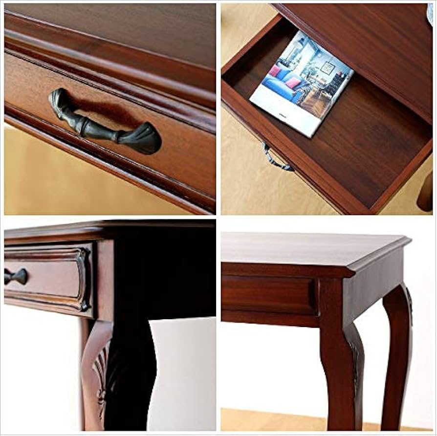 Amazon.co.jp: 机 無垢材 アンティーク風 書斎机 パソコンデスク 猫脚