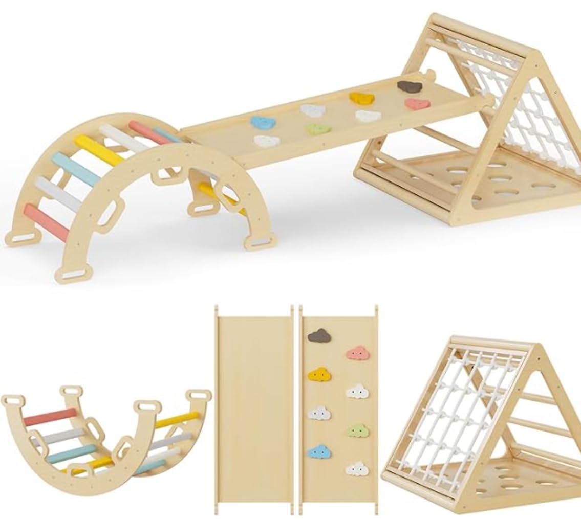 Amazon.com: NEOCOZY Pikler Triangle Set with Cushion, Arch and