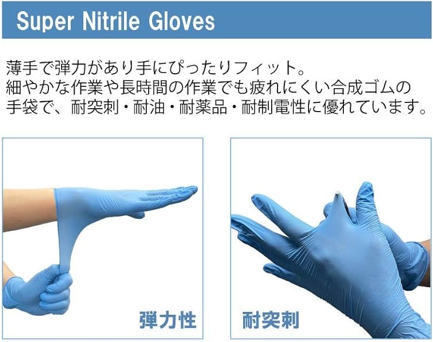 Amazon.co.jp: FUJINAP スーパーニトリルグローブ ブルー 粉なし L 100