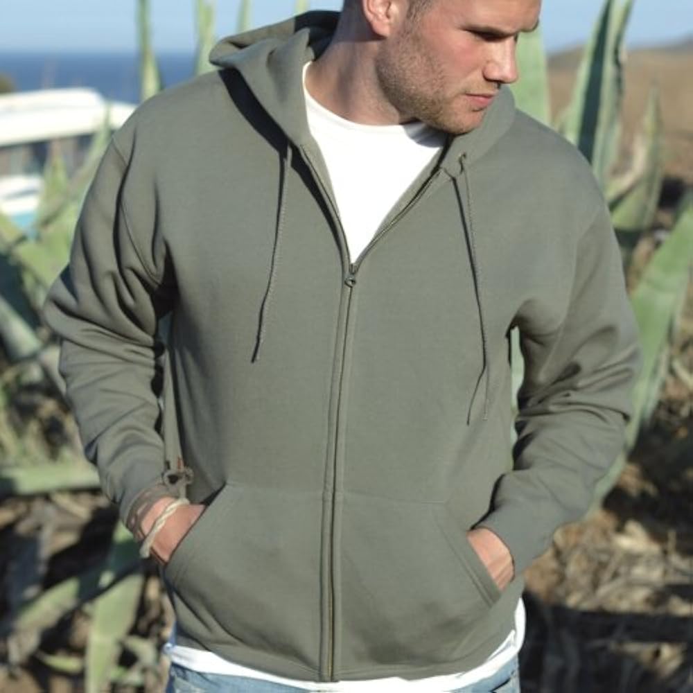 Fruit of the Loom Mens Zip Through Hooded Sweatshirt Hoodie Black