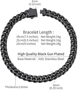 ChainsHouse Stainless Steel Cuban Link Bracelet for Men, 5mm/7mm
