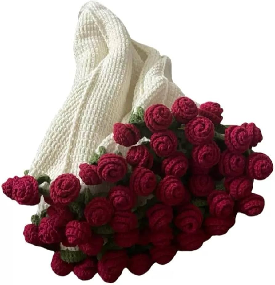 Amazon｜バラ花束ブランケット、花の花束ブランケット手作り、かぎ針
