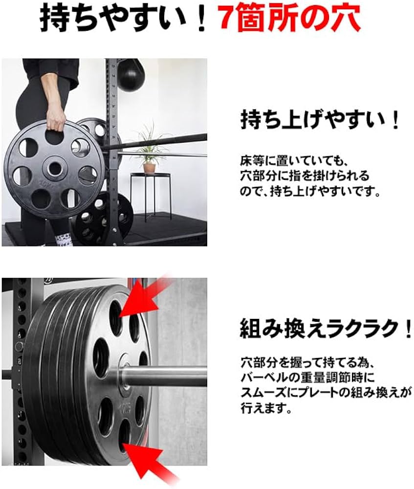 Amazon | 【WNJAPAN】ダンベル オリンピック ラバープレート 7穴