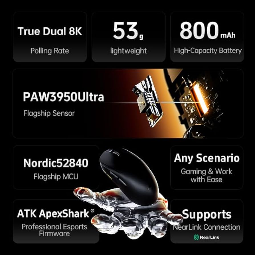 Amazon | ATK Dragonfly A9 ワイヤレスマウス 軽量ワイヤレスマウス