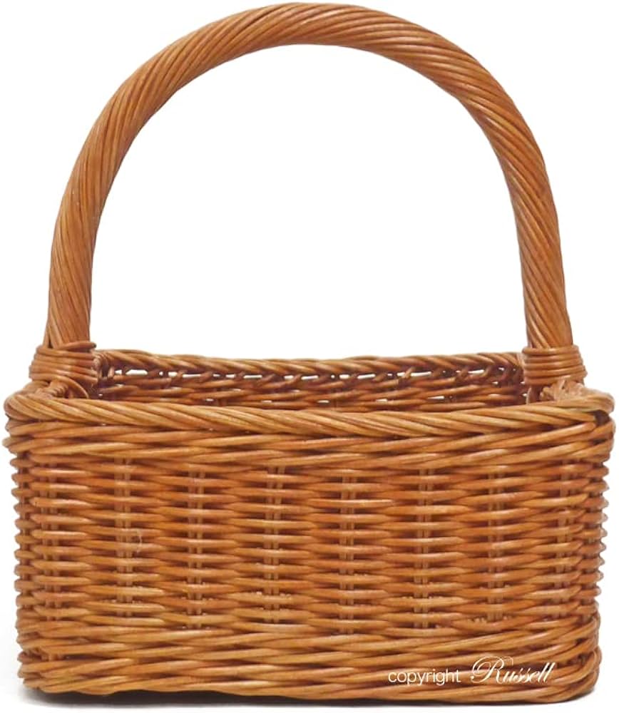 Amazon.co.jp: 型番188 籐かごバスケット 上質天然素材 ハンドル付き