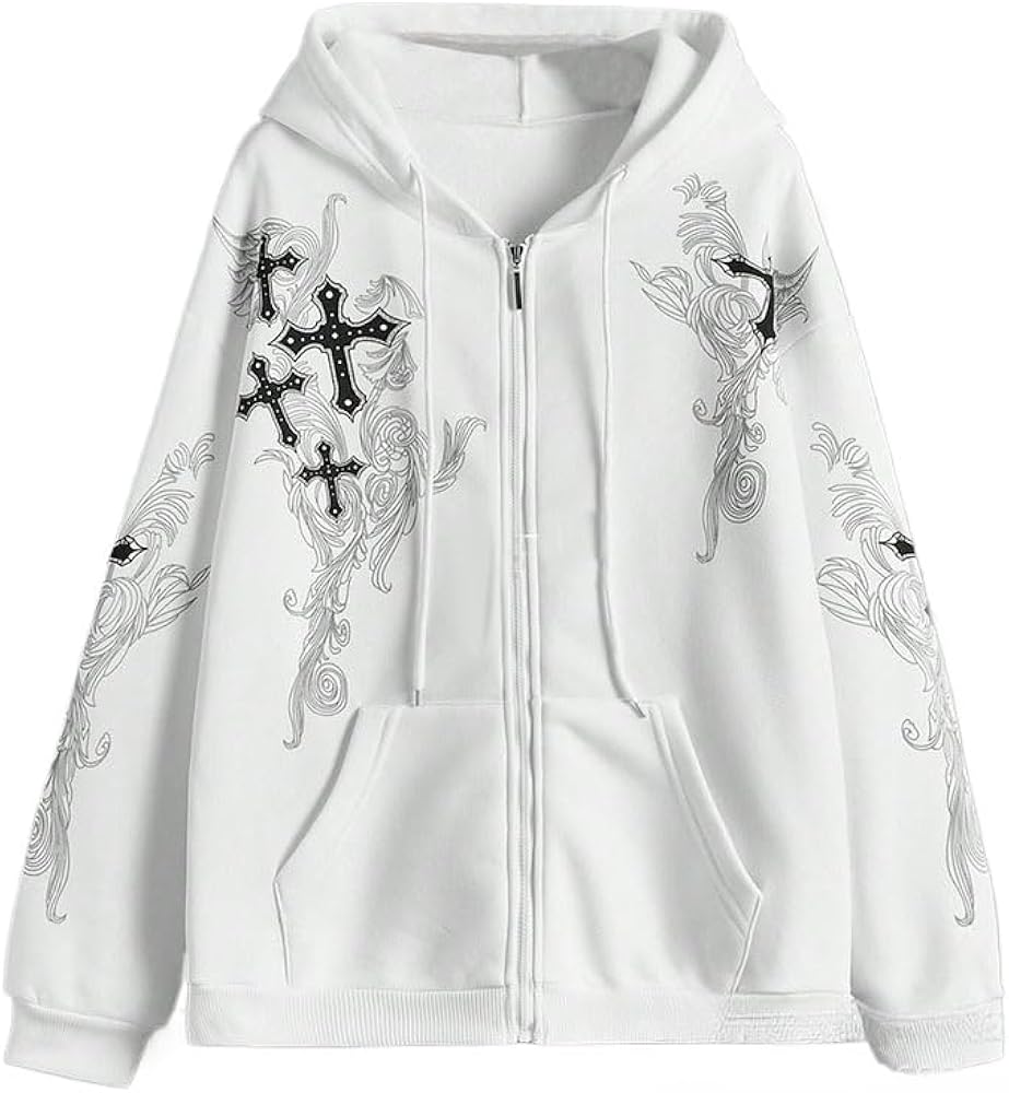 Amazon.com: Obenie Women Men Y2K Zip Up Oversized Hoodie Gothic