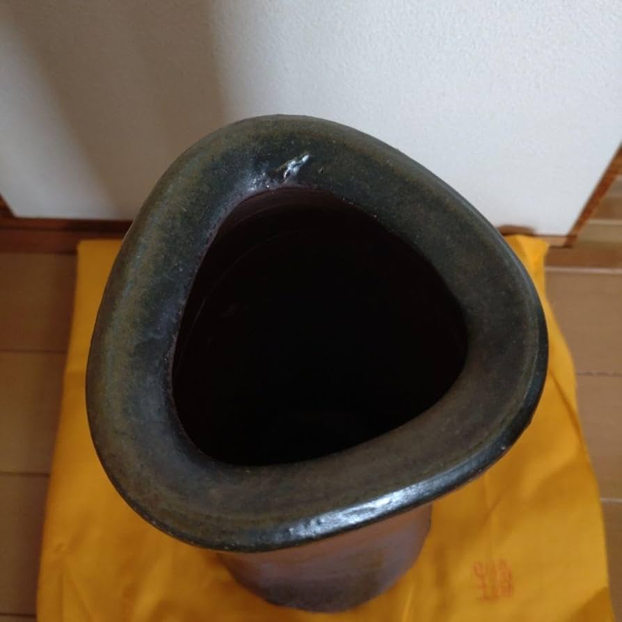 Amazon.co.jp: 36備前焼 花瓶 花入 藤本道生 共箱 木箱入り : ホビー