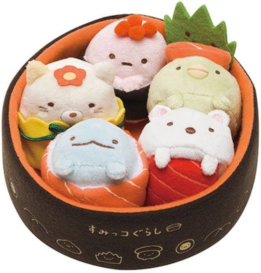 Amazon.co.jp: すみっコぐらし 寿司桶ぬいぐるみセット : おもちゃ