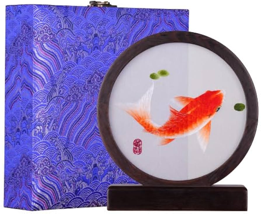 Amazon.co.jp: 蜀刺繍両面刺繍鯉飾り|四川省無形文化遺産手作り刺繍