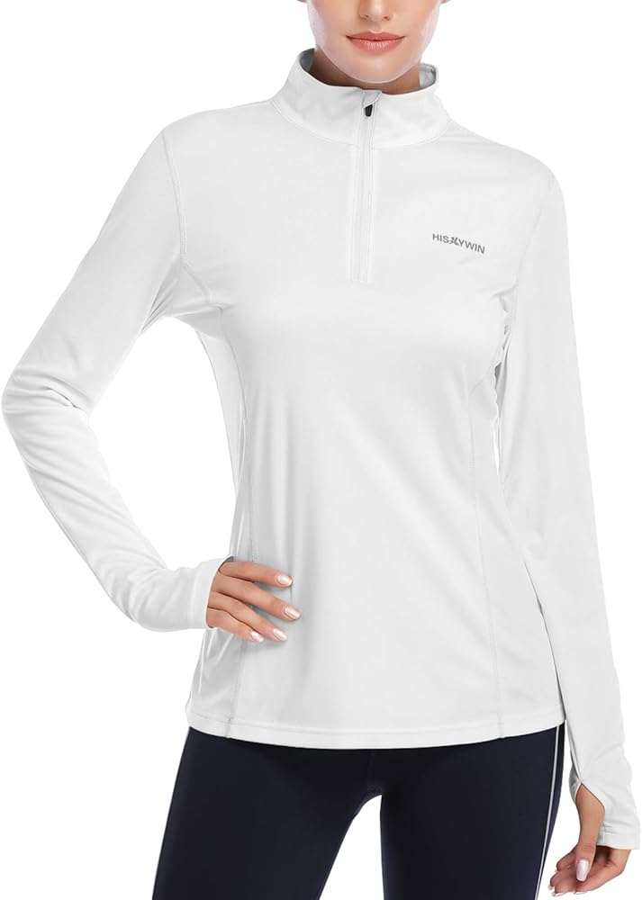 HISKYWIN Womens UPF 50+ Sun Protection Tops Long Sleeve Half-Zip