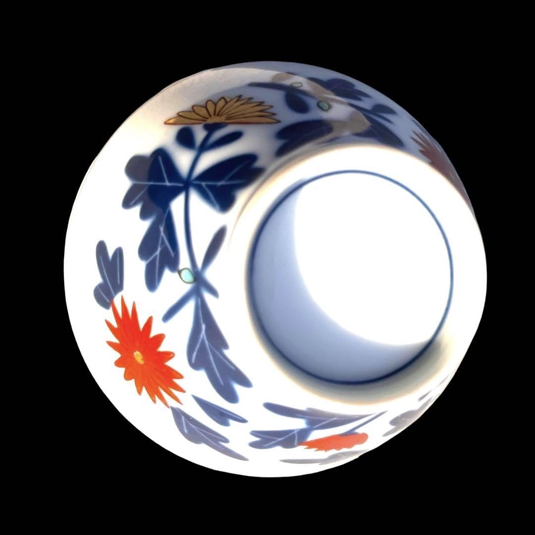 Amazon.co.jp: 江後期明治時代 豊楽燒 染付 金彩 菊花絵文 湯呑み5点