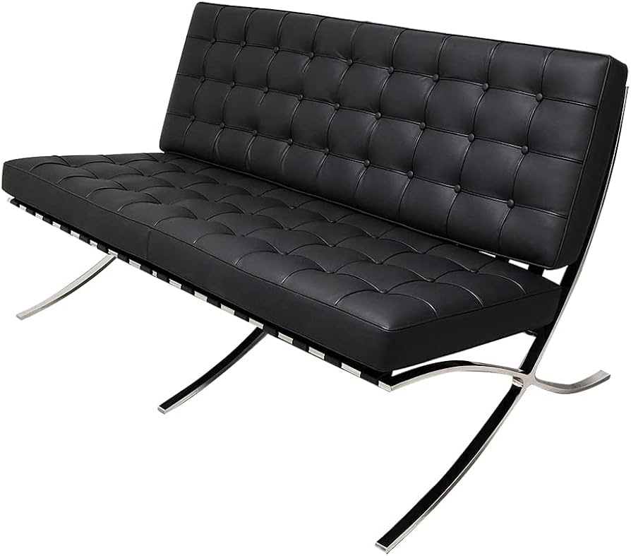 Amazon｜バルセロナチェア 2人掛け イタリアンレザー仕様 色ブラック