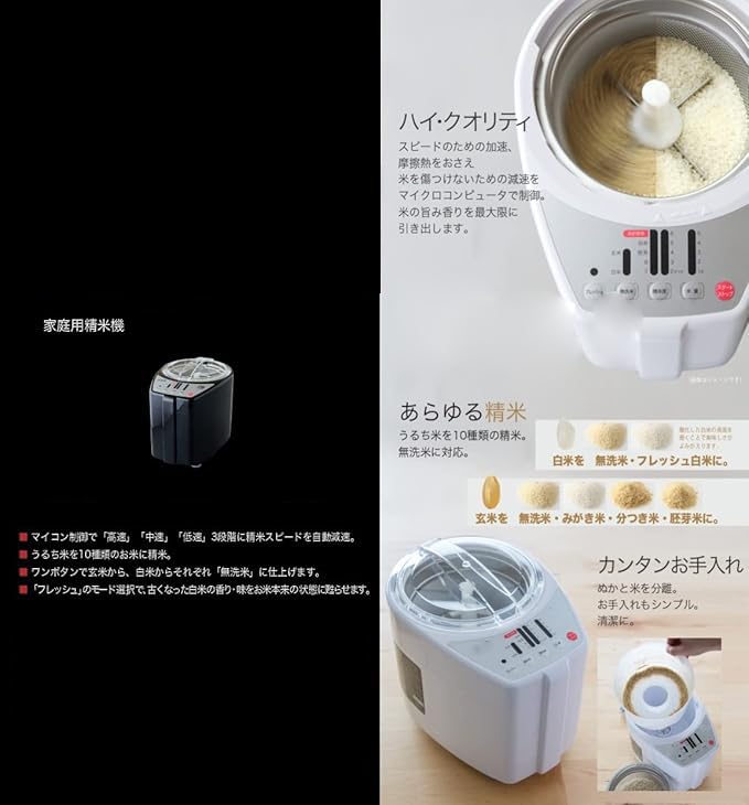 Amazon | 家庭用精米機 ホワイト 27.4奥行き x 20幅 x 23.8高さ cm