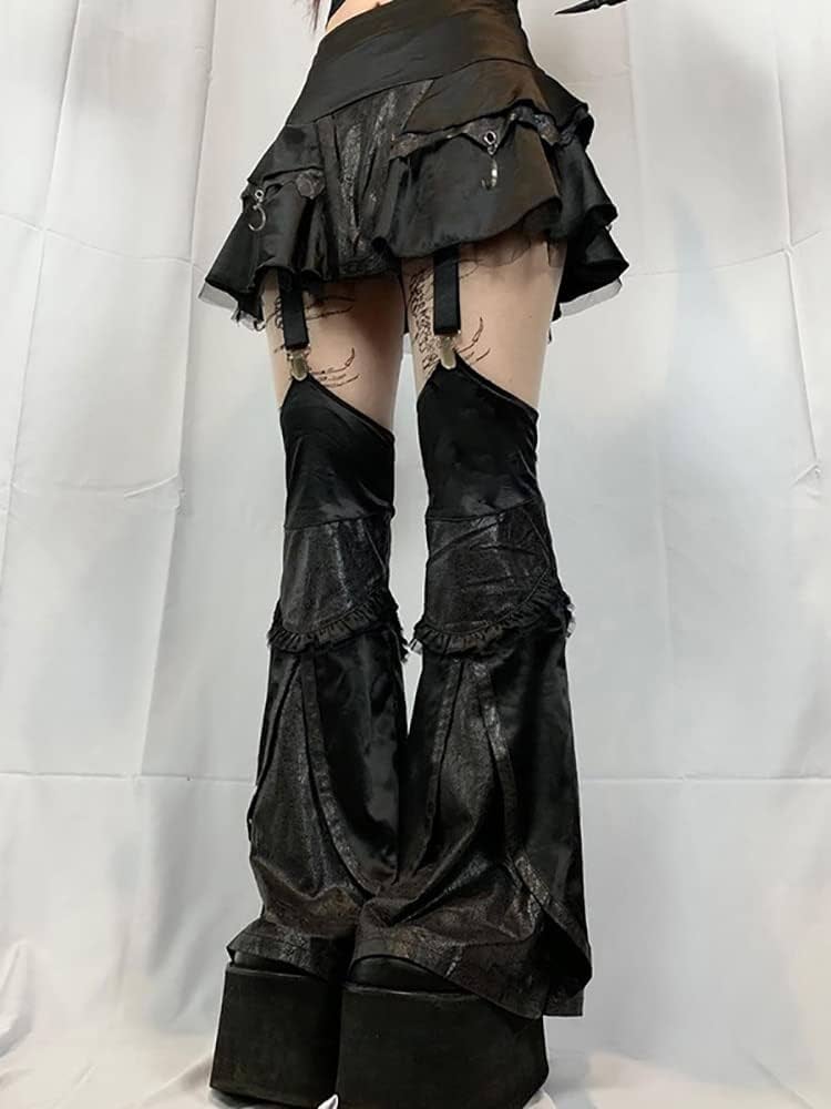 Amazon.co.jp: 革ステッチ Y2k ジャンプスーツ女性ゴシック黒韓国