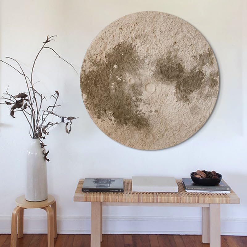 Amazon.co.jp: 砂岩のテクスチャーの丸い月の壁アート、玄関の装飾