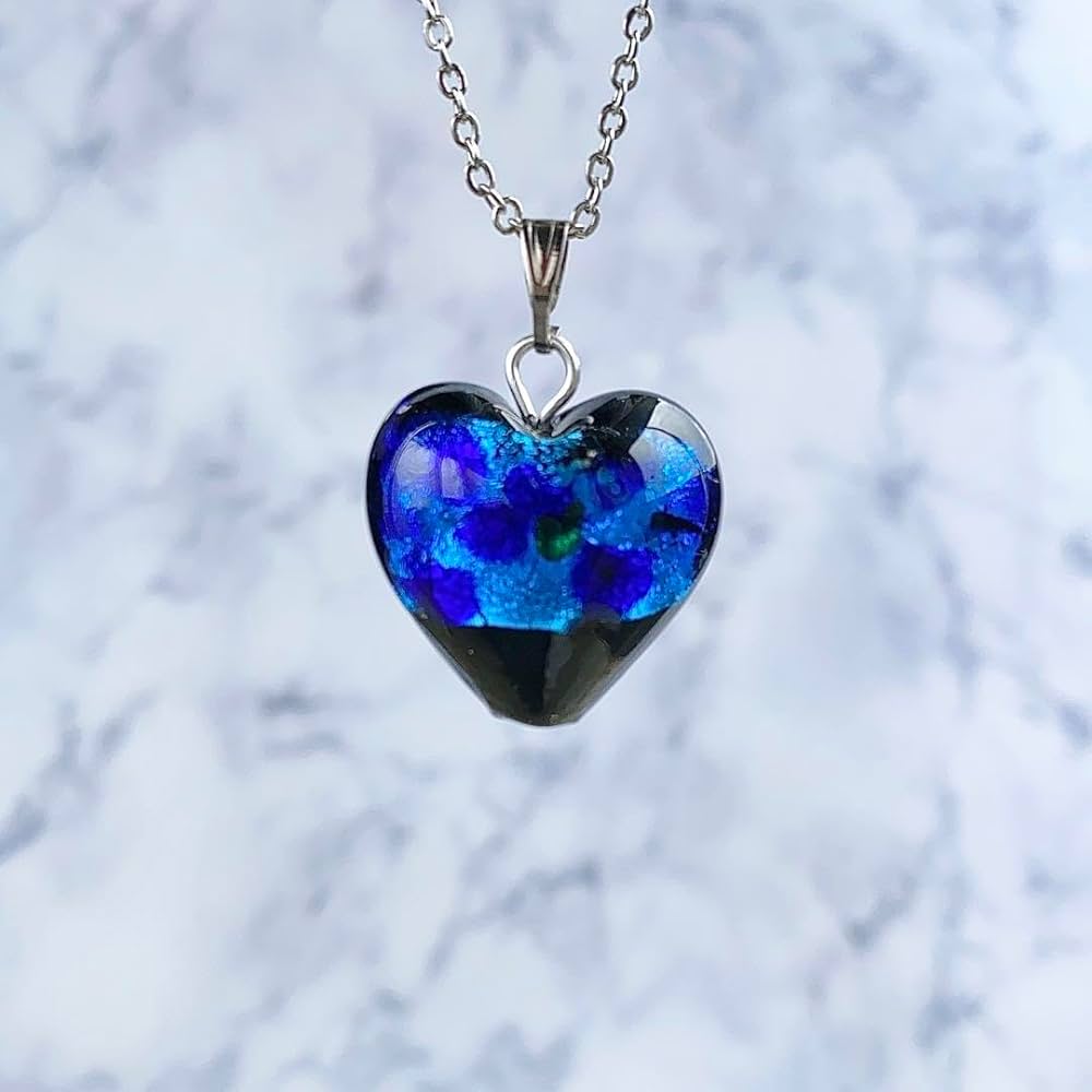 Amazon.co.jp: ネックレス ホタルガラス ブルー ハート 20mm 青 蛍